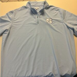 UNC North Carolina Peter Millar Quarter Zip. Carolina Blue Striped. XXL